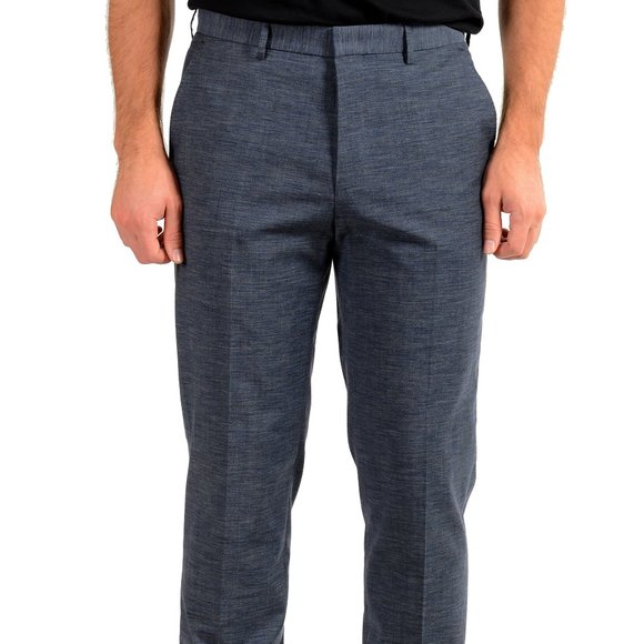 Hugo Boss Men's "Pirko2" Blue Wool Dress Pants